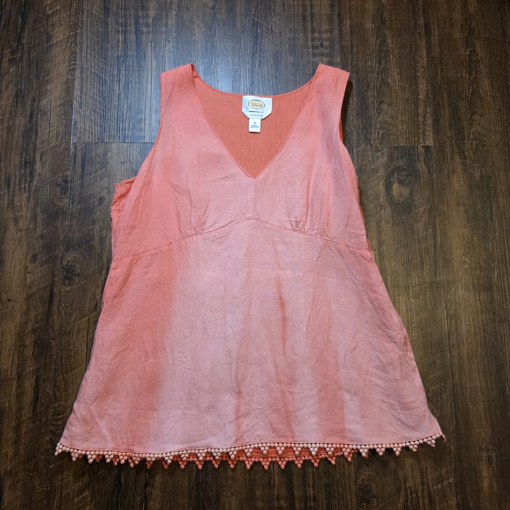 Talbots Coral Linen Top